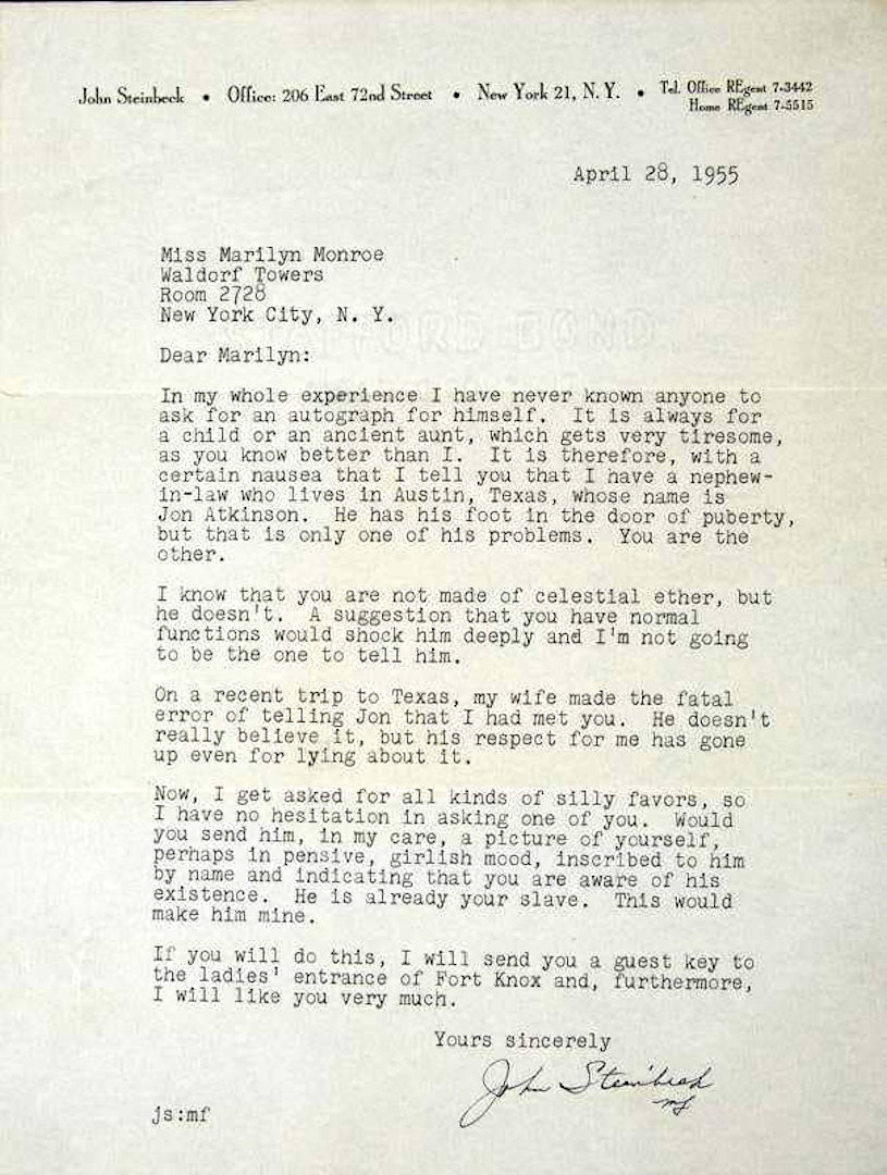 John Steinbeck to Marilyn Monroe